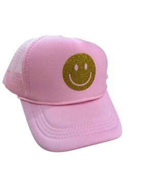 Private Label Smiley Glitter women’s Trucker Cap Pink/gold One Size Fits Most